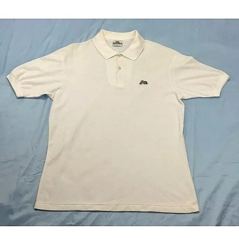 Garan Polo Shirt White Golf Mens Large Eighties